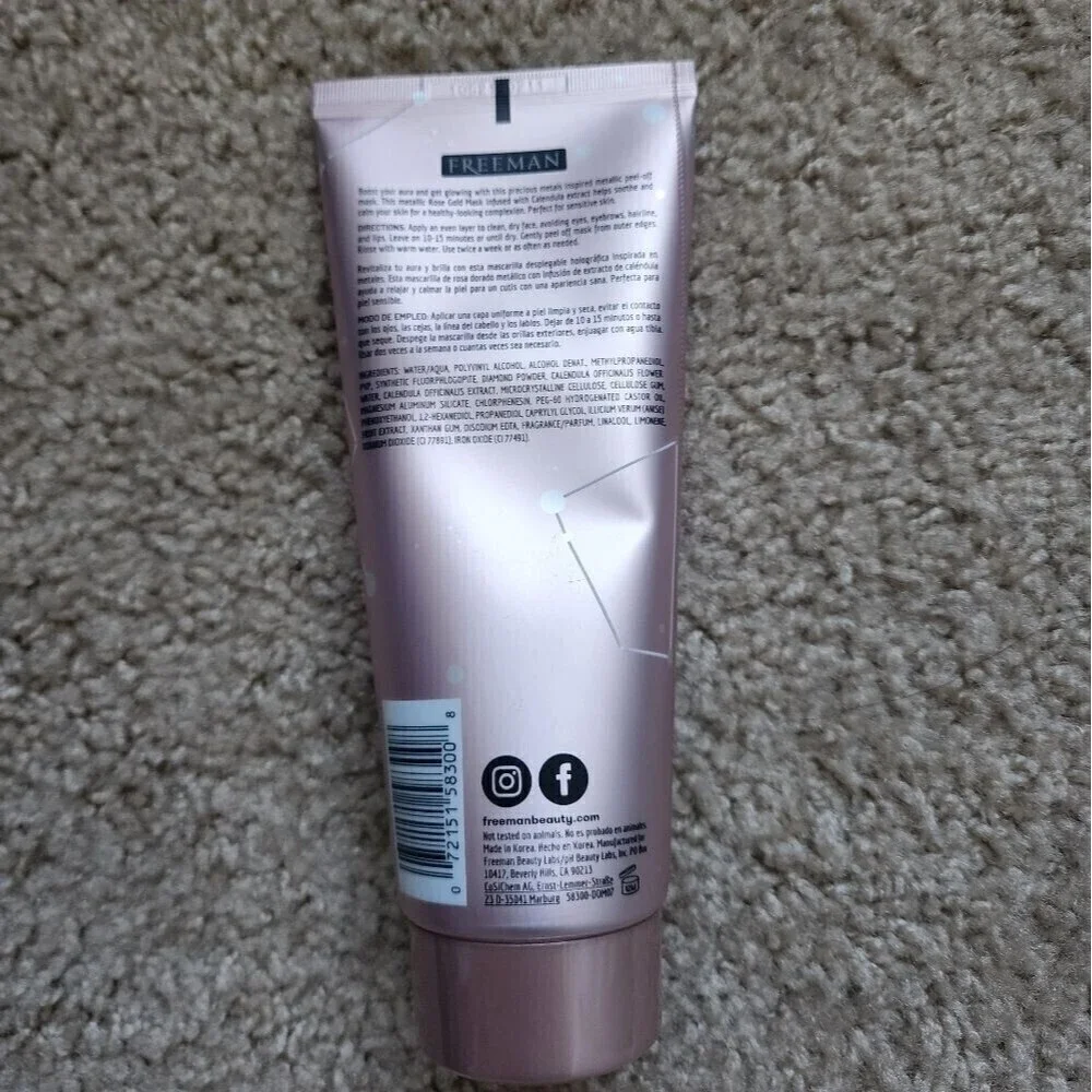 Freeman Rose Gold Metallic Peel off Brightening face Mask Nwt